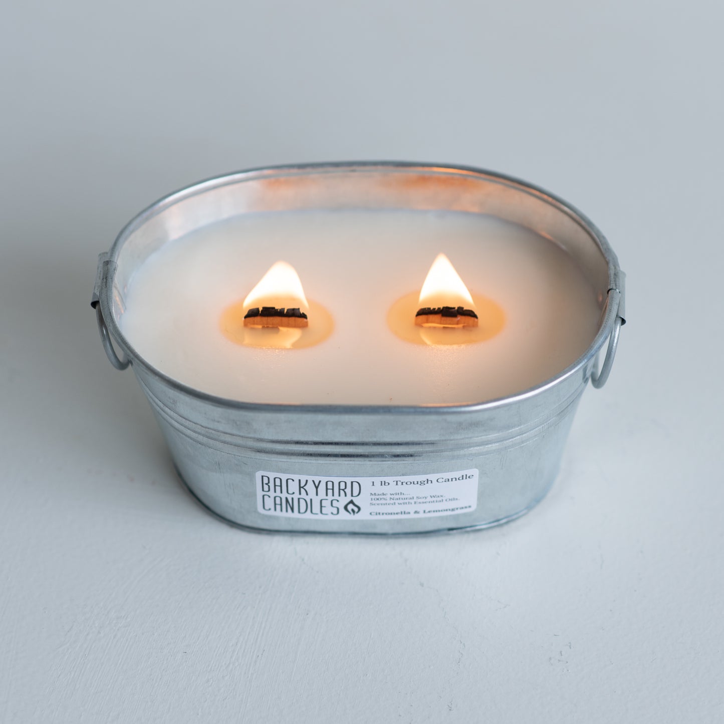 Outdoor 16oz Galvanized Trough Candle